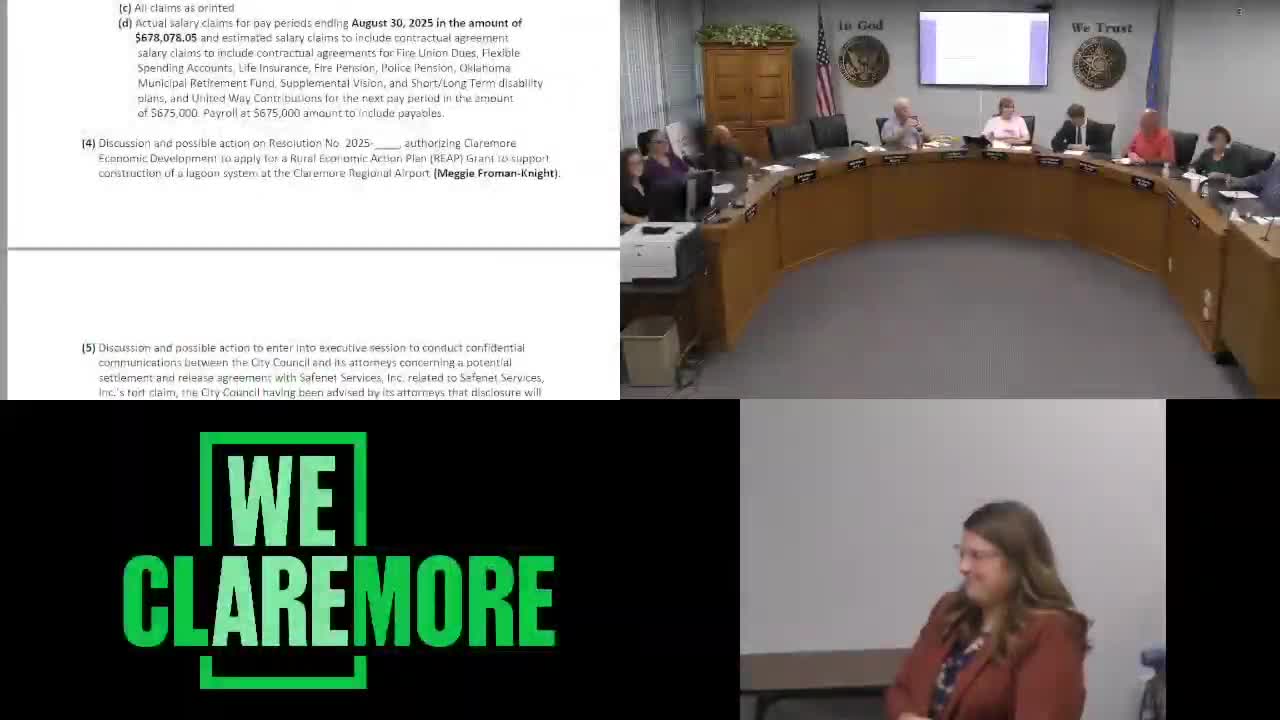 Council approves application for rural grant to upgrade septic system at Claremore Regional Airport