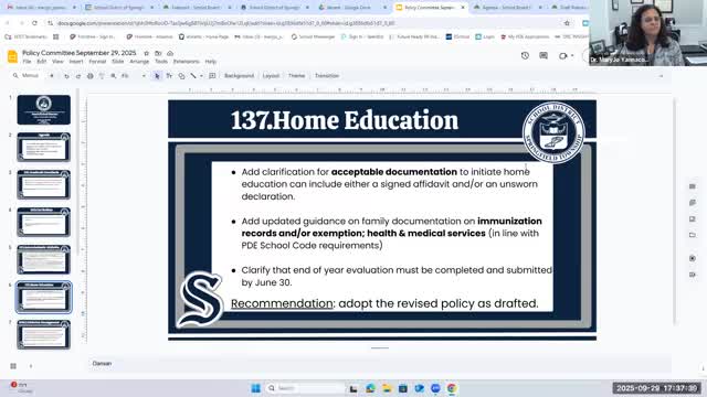 Committee updates homeschool policy to accept unsworn declarations, require immunization and screening records and June 30 submission
