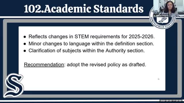 Committee adopts clarifying edits to academic standards policy and updates curriculum observances