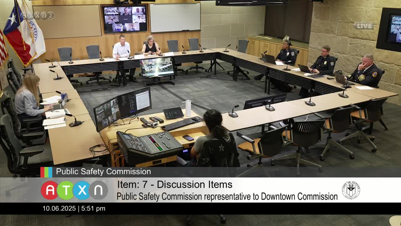 Public Safety Commission approves minutes, updates 2026 schedule and appoints downtown representative