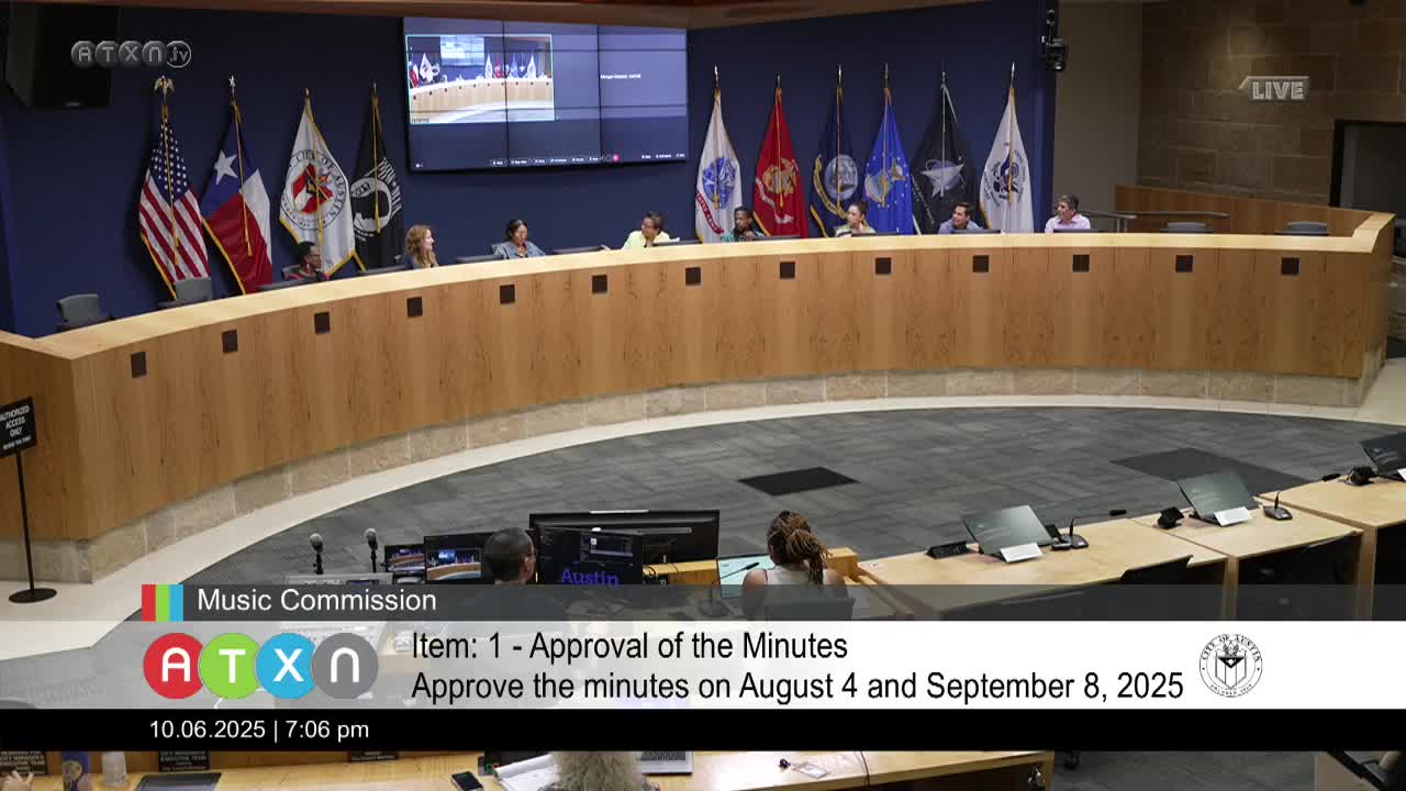 Music Commission approves minutes, reorders agenda and adopts 2026 meeting calendar