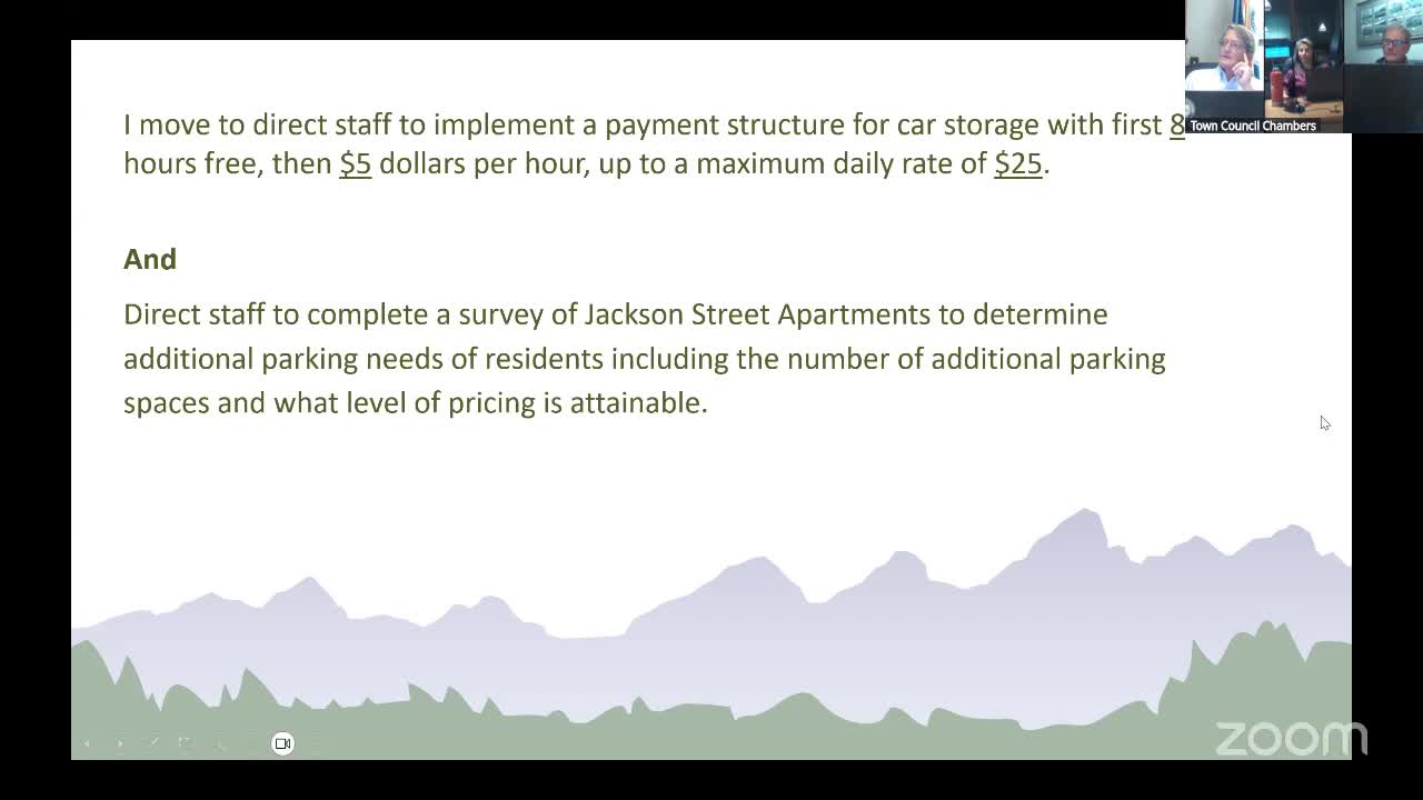 Town Council Implements New Car Storage Payment Structure and Surveys Jackson Street Residents