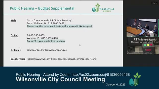 Wilsonville council approves fiscal supplemental to roll CIP funds and add project items including water‑treatment procurement rep