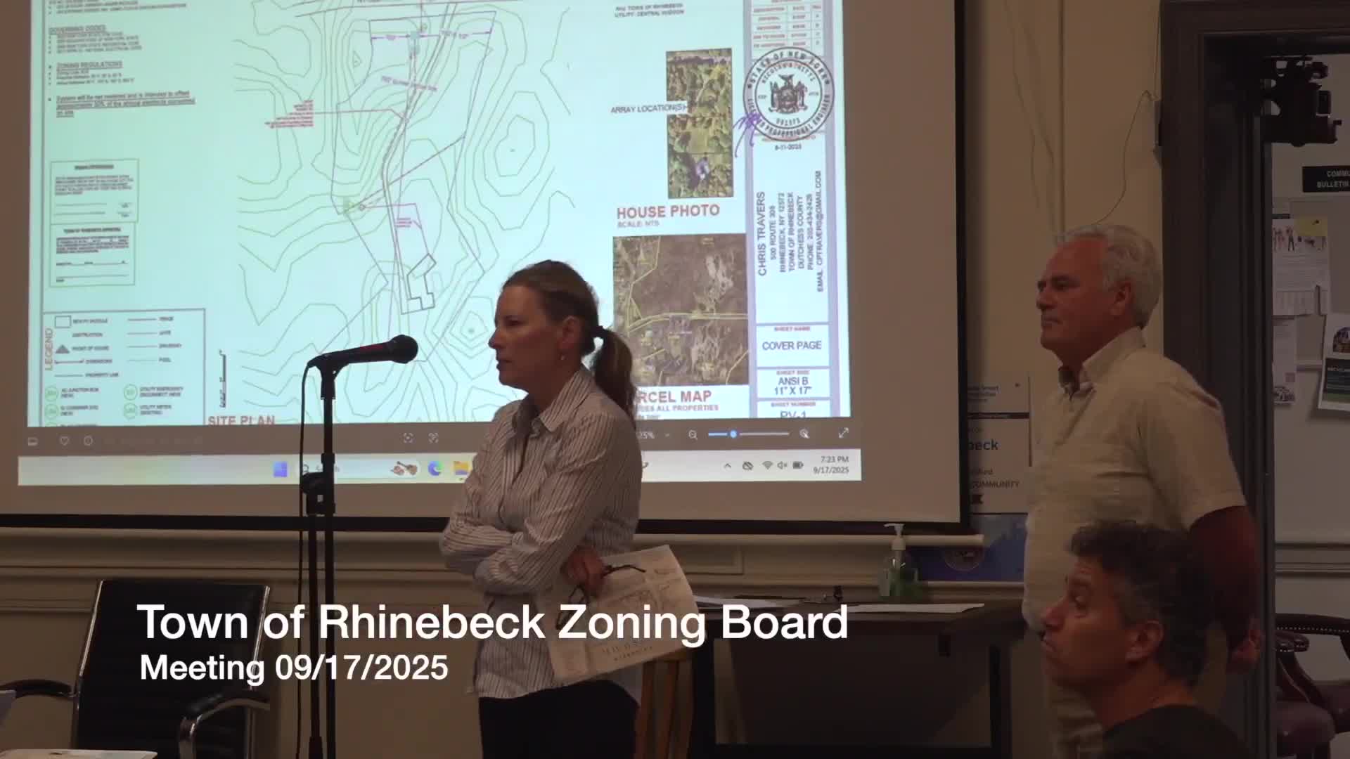 Applicant seeks 20-foot variance for ground‑mounted solar at historic property; board set site visit and Oct. 15 follow‑up