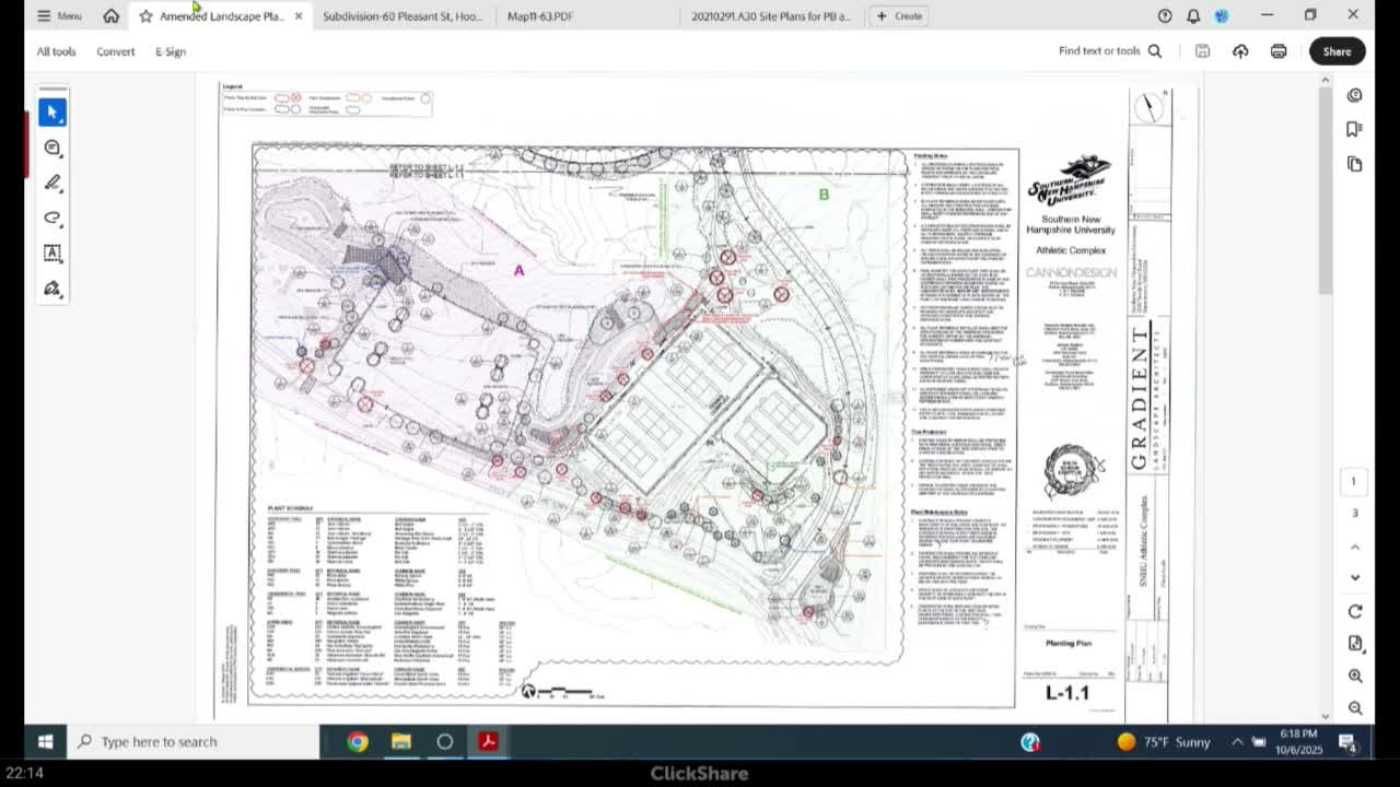 Planning Board Approves Southern New Hampshire University's Revised Athletic Complex Landscaping Plan