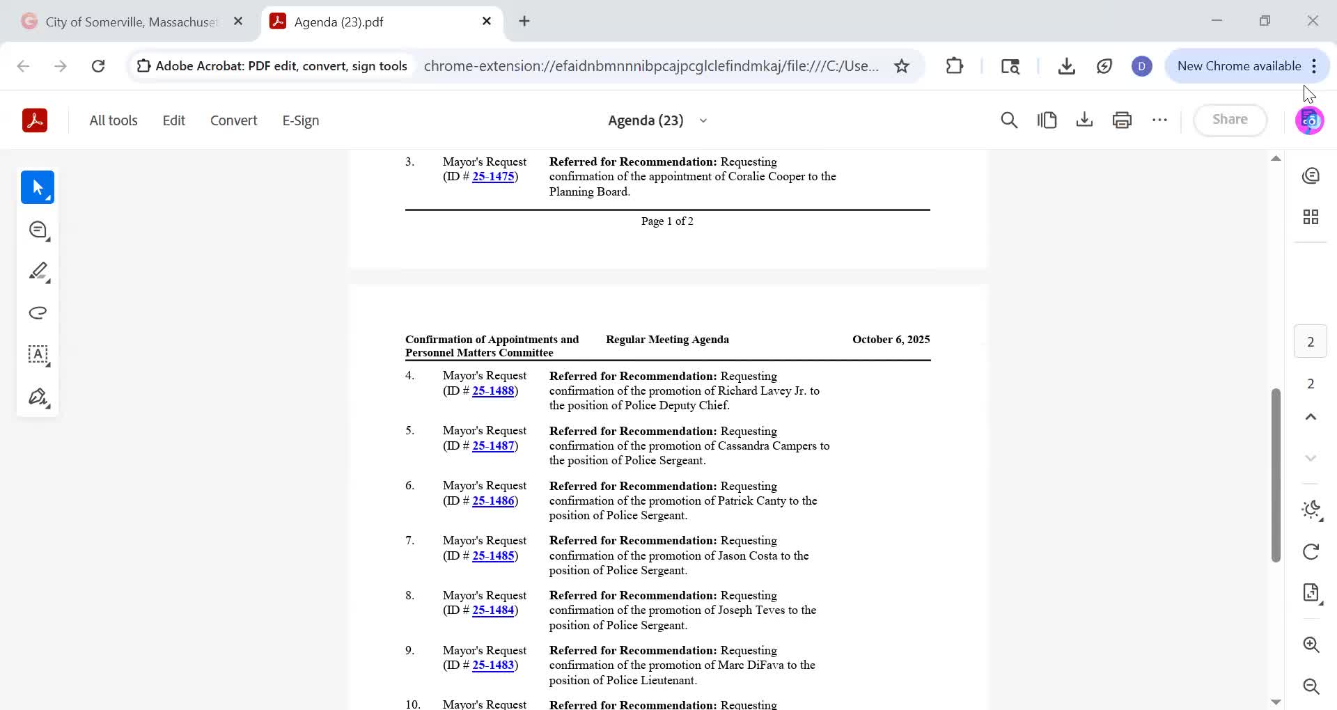 Committee recommends Corley Cooper as alternate to Somerville Planning Board