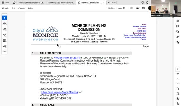 Monroe planning commission reviews public input favoring hybrid festival lot with parking