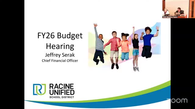 Racine Unified reviews proposed 2025–26 budget; board closes hearing with no public comments