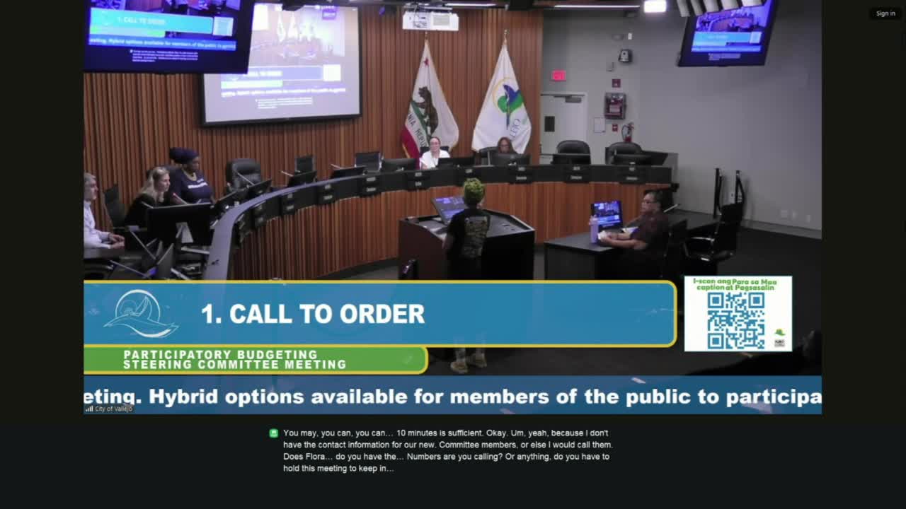 Vallejo participatory budgeting committee adjourns for lack of quorum; to reconvene on reallocation and Brown Act issues