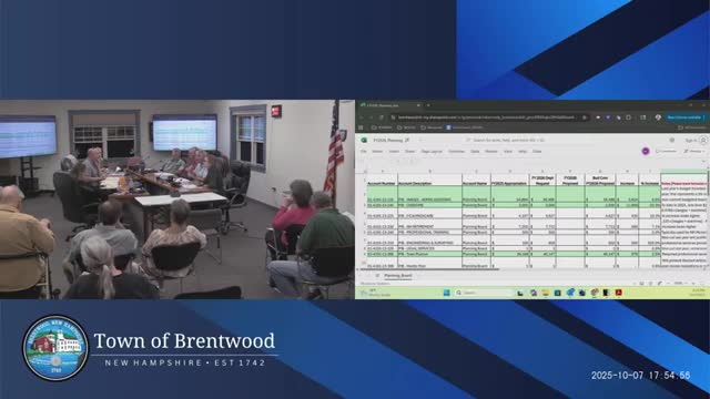 Town Planning Board Reviews Budget Proposal and Rockingham Planning Commission Dues