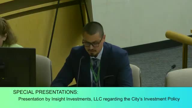 Simi Valley Council Reviews Revised Investment Policy with Insight Investments Advisors