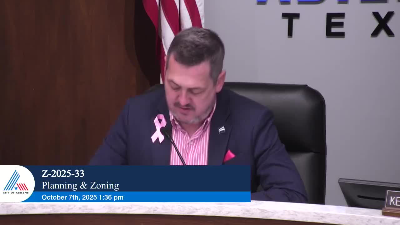 Commission tables mixed‑use rezoning for property where Nehemiah Abilene operates after neighbor concerns