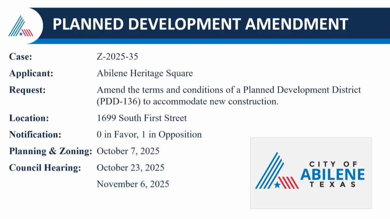 Commission recommends amendment to Heritage Square PDD to close windows, add book drop