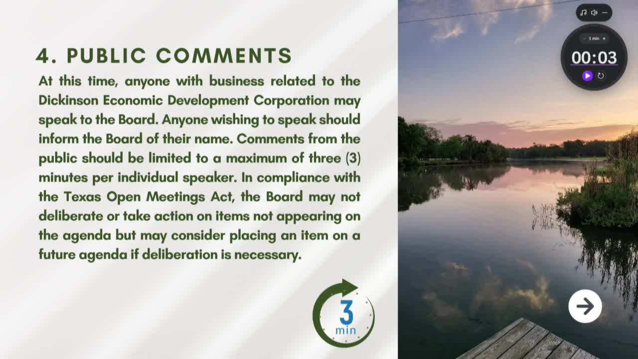 Dickinson EDC approves consent agenda, sets regular meeting time and elects Patrick Spies president, Derek Couric vice president