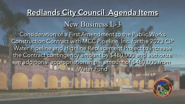 Council approves $480,000 contingency amendment for 2023 water pipeline high-line replacement