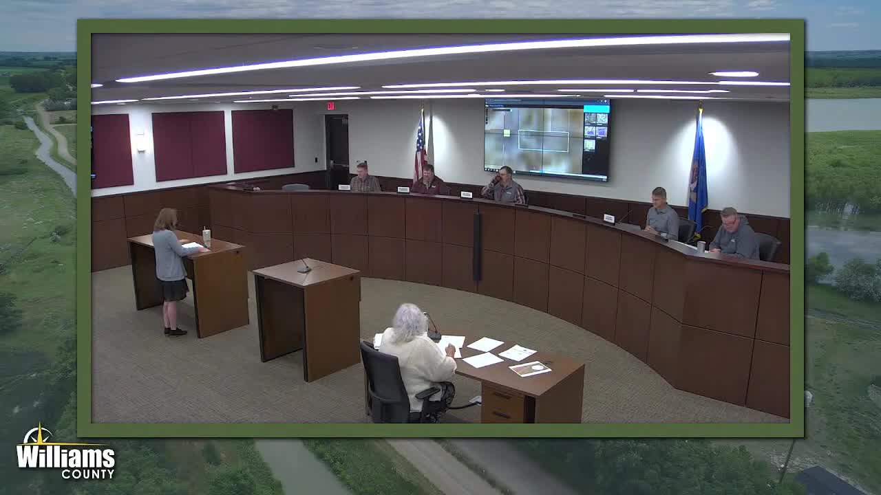 Williams County approves ponds for oil operations and reissues special-waste CUPs; adds road-cleaning condition after neighbor concerns