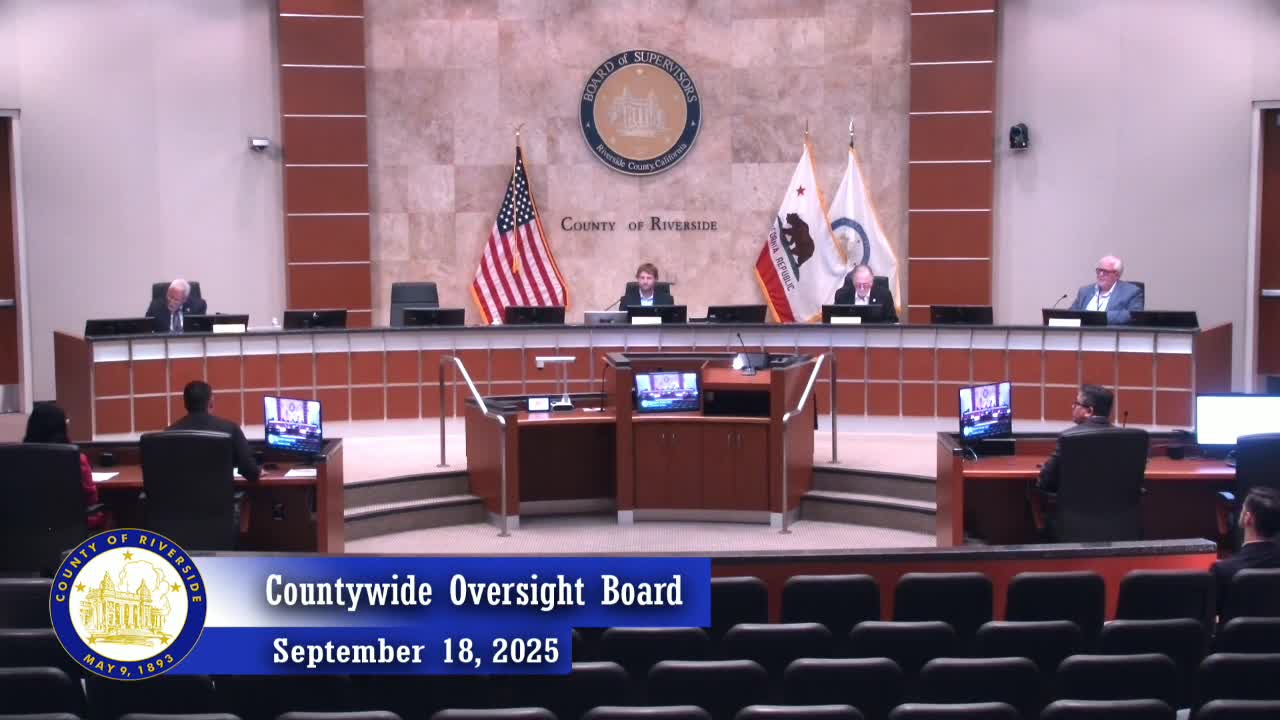 Riverside County Oversight Board Approves Amended Bond Payment Schedule and Bylaws