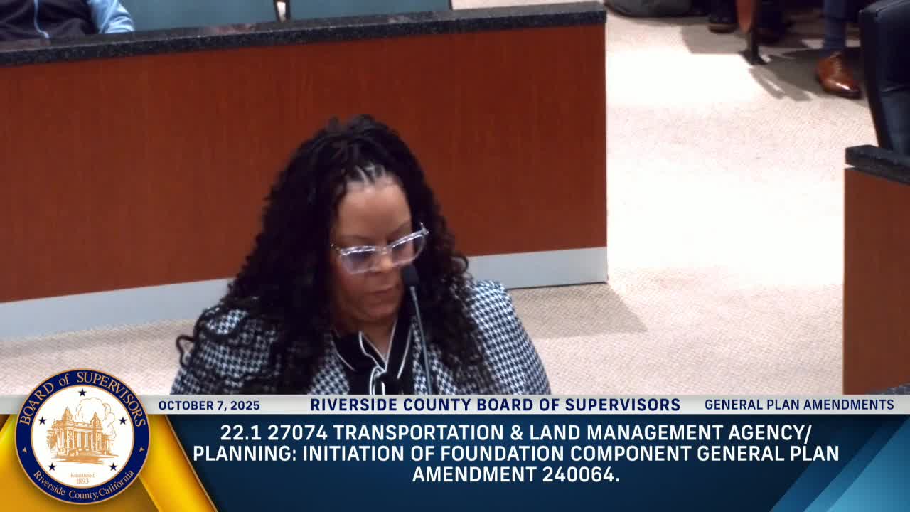 Supervisors approve several Woodcrest/Lake Matthews land‑use amendments; one proposal continued after resident concerns