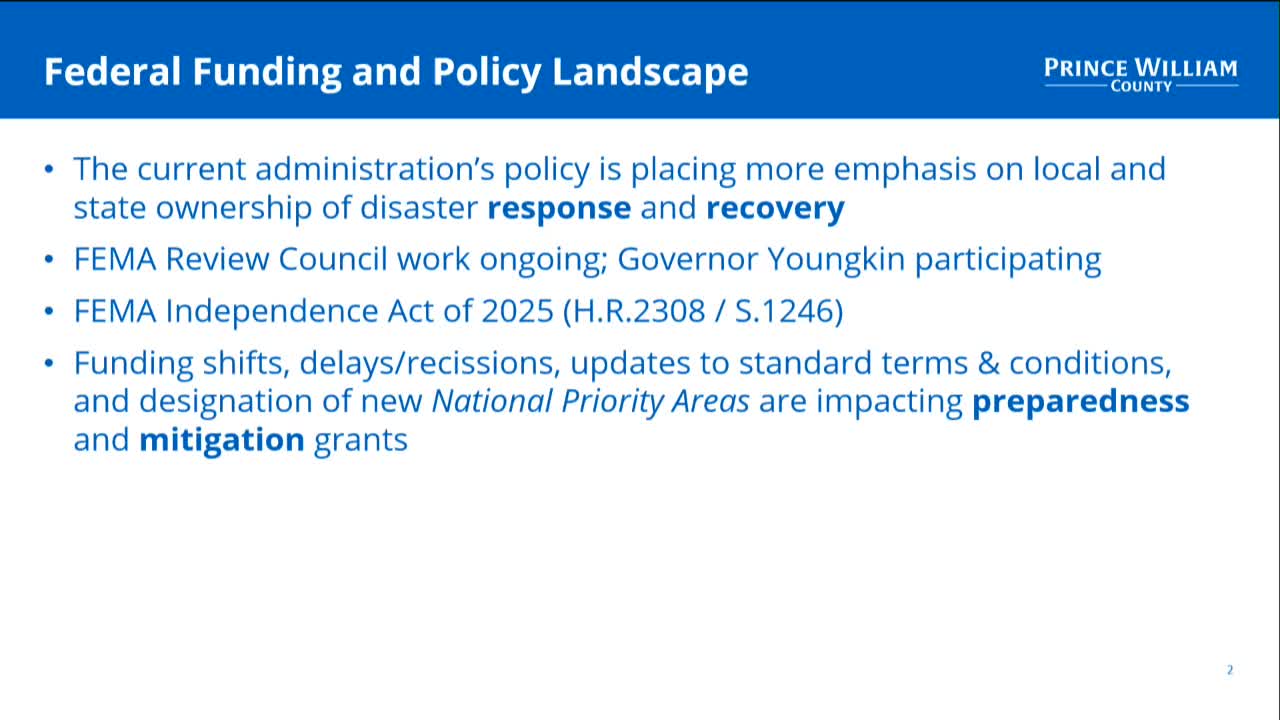 Northern Virginia UASI award drops sharply; county emergency programs face immediate shortfalls