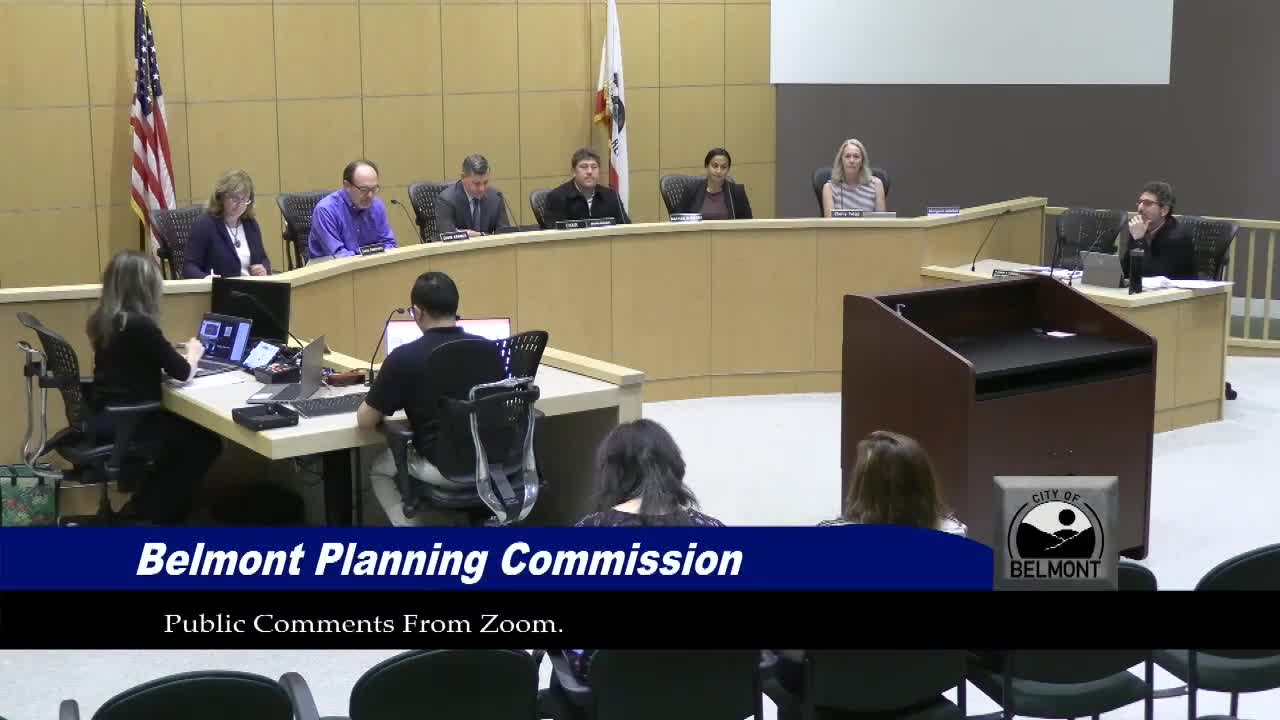 Belmont residents ask planning staff about parcel ‘merger’ notices and a proposed 5‑story hotel