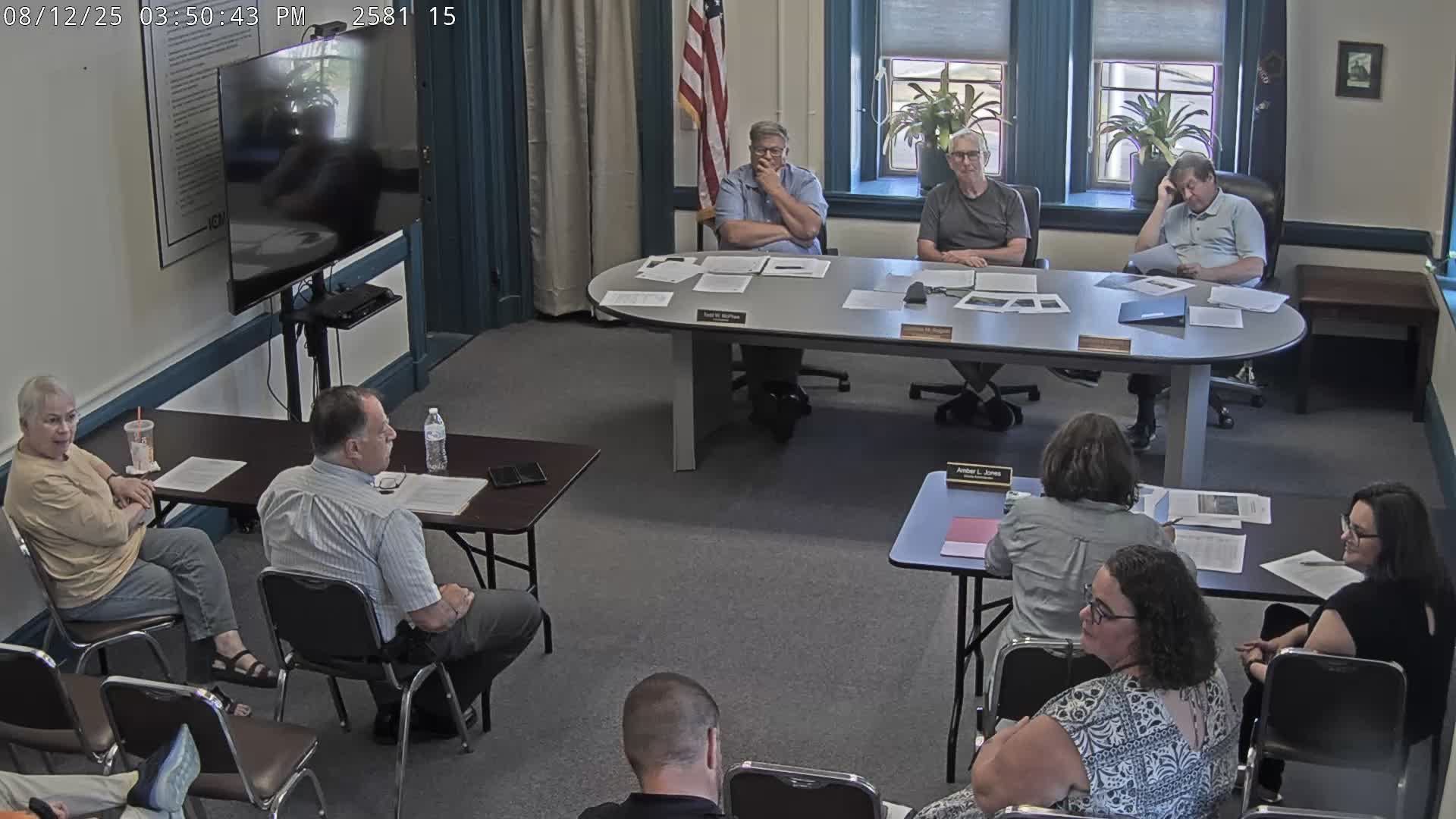 Commissioners review courthouse repairs: front steps grout quote, roof work and a costly HVAC replacement under review