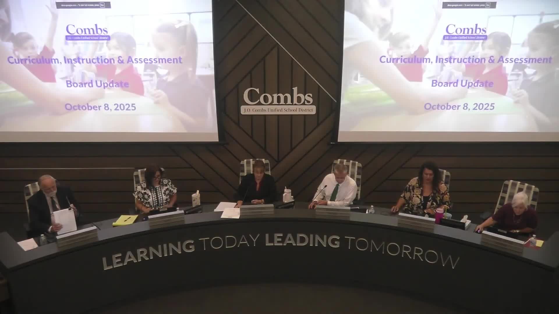 Board reviews beginning-of-year achievement data; math flagged as ongoing focus and ELA adoption cited