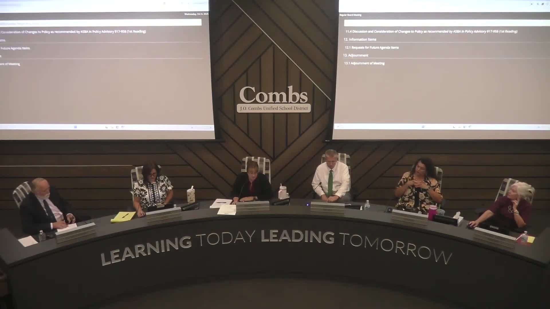 Board reviews ASBA bylaw proposals and first-reading policy changes from advisory updates