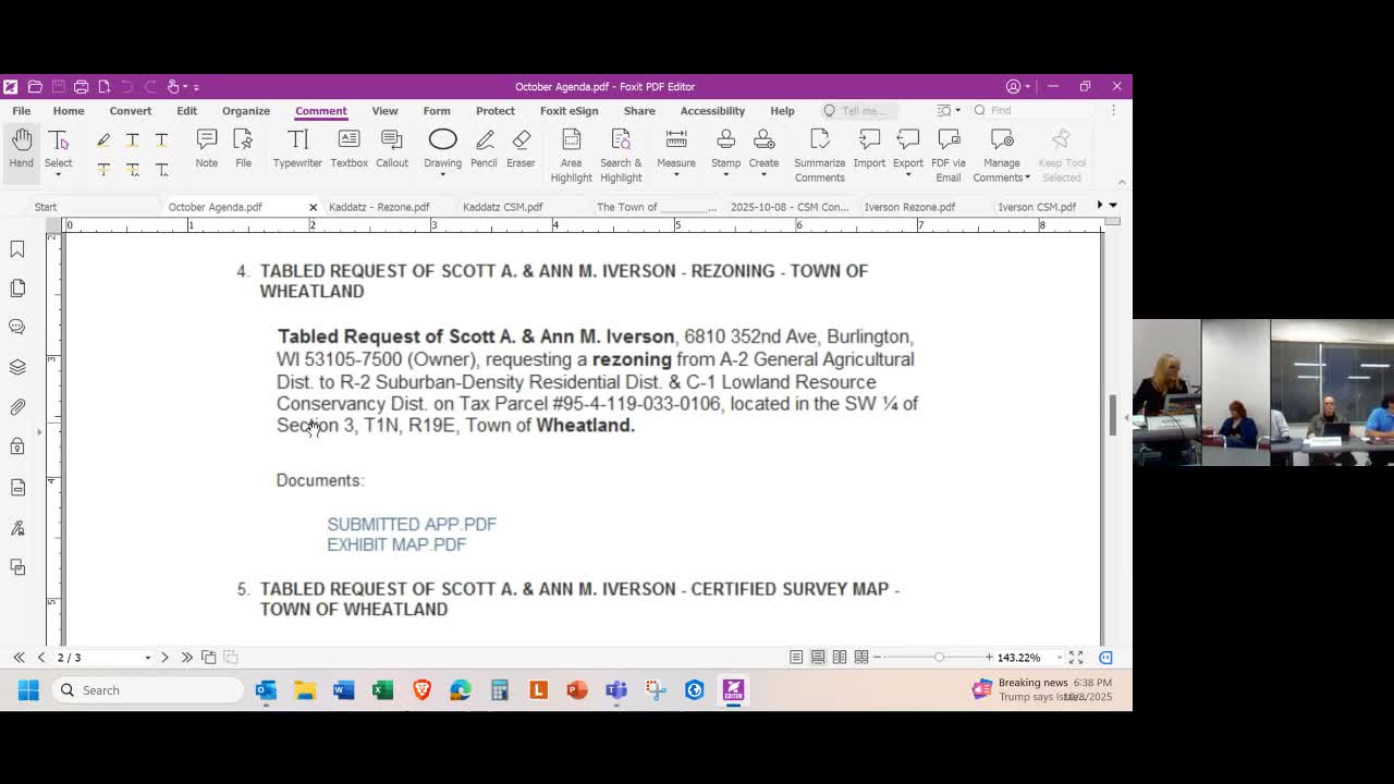 Kenosha County committee approves Iverson rezoning and survey map; Lowland Resource Conservancy applied to part of parcel