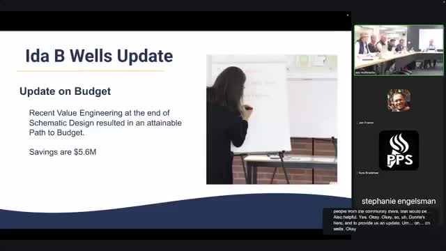 Ida B. Wells modernization team reports value‑engineering savings; project within 1.5% of hard‑cost target