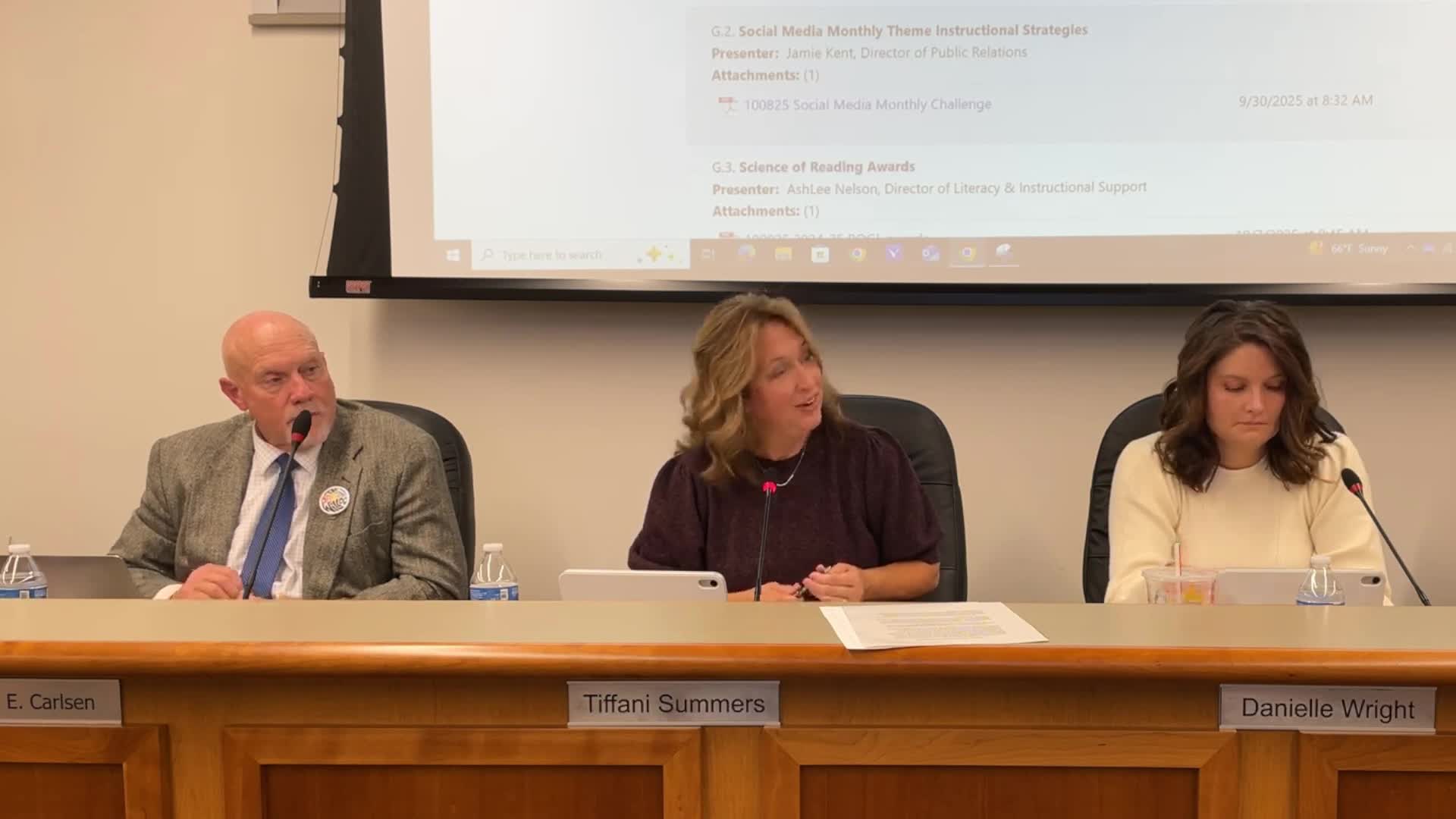 Board approves LEA-specific licenses and endorsements; district highlights new employee recognitions and 'C' awards