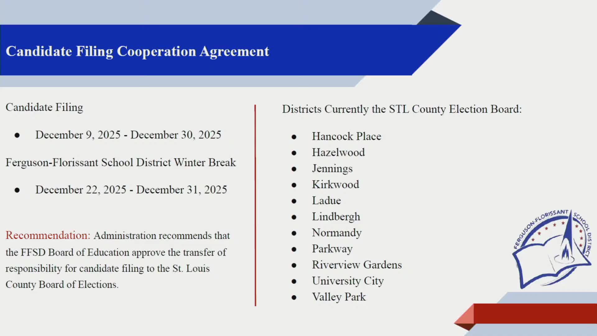 Board agrees to shift candidate filing to St. Louis County Board of Elections during winter filing period