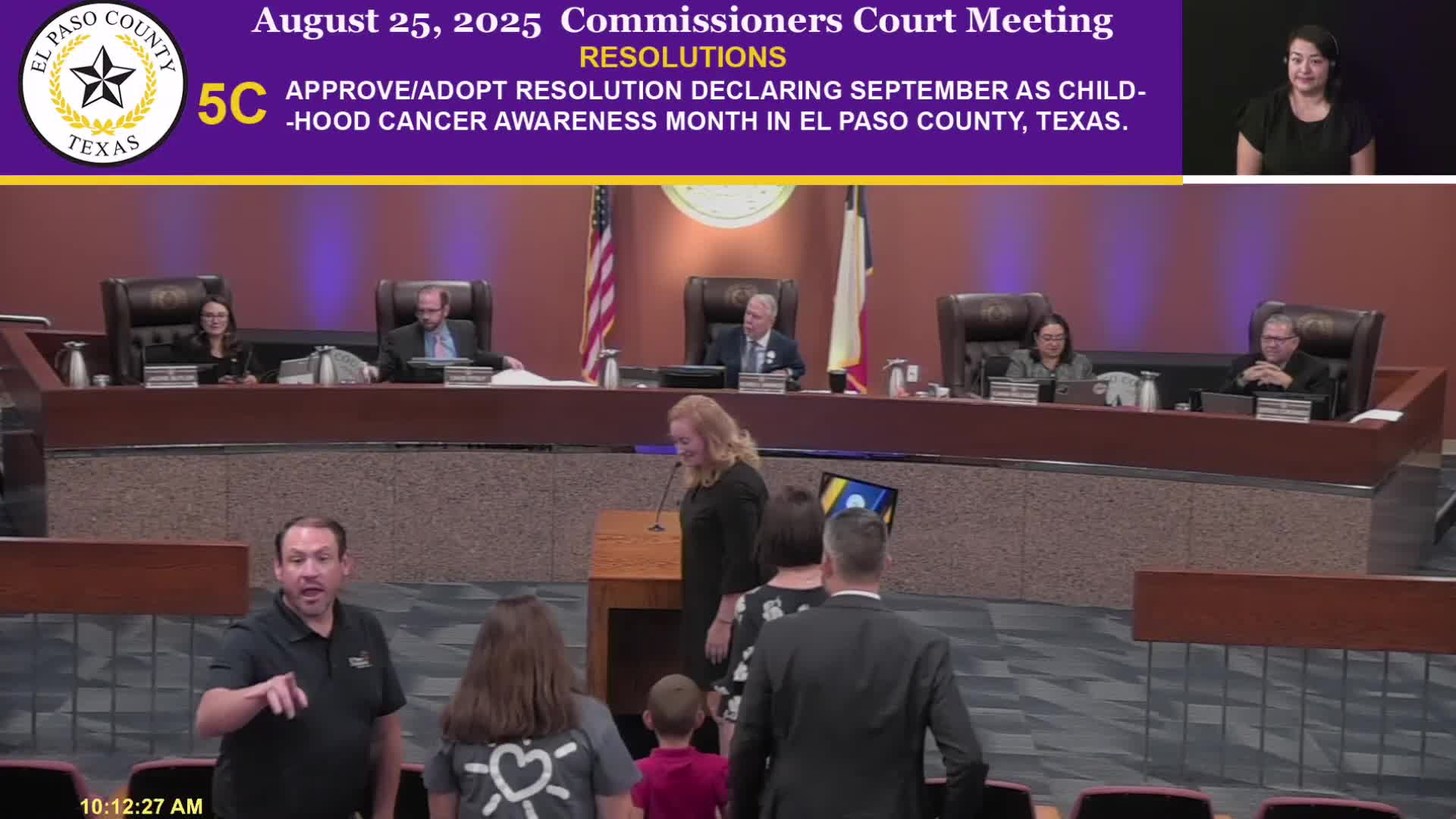 Commissioners declare September Childhood Cancer Awareness Month; hospital families highlight pediatric oncology care in El Paso