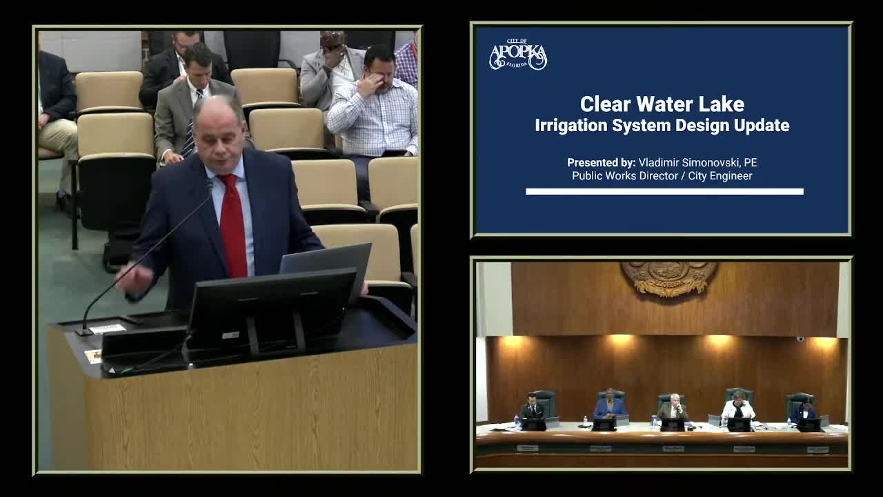 Apopka staff outline permanent irrigation plan for Clearwater Lake; HOA faces roughly $2,400 per household share