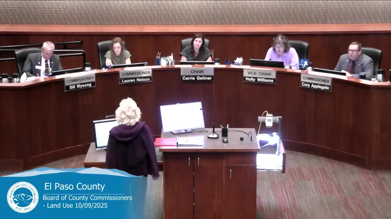 El Paso County commissioners approve consent items including Elkview Estates rezoning despite neighbor concerns about access and drainage