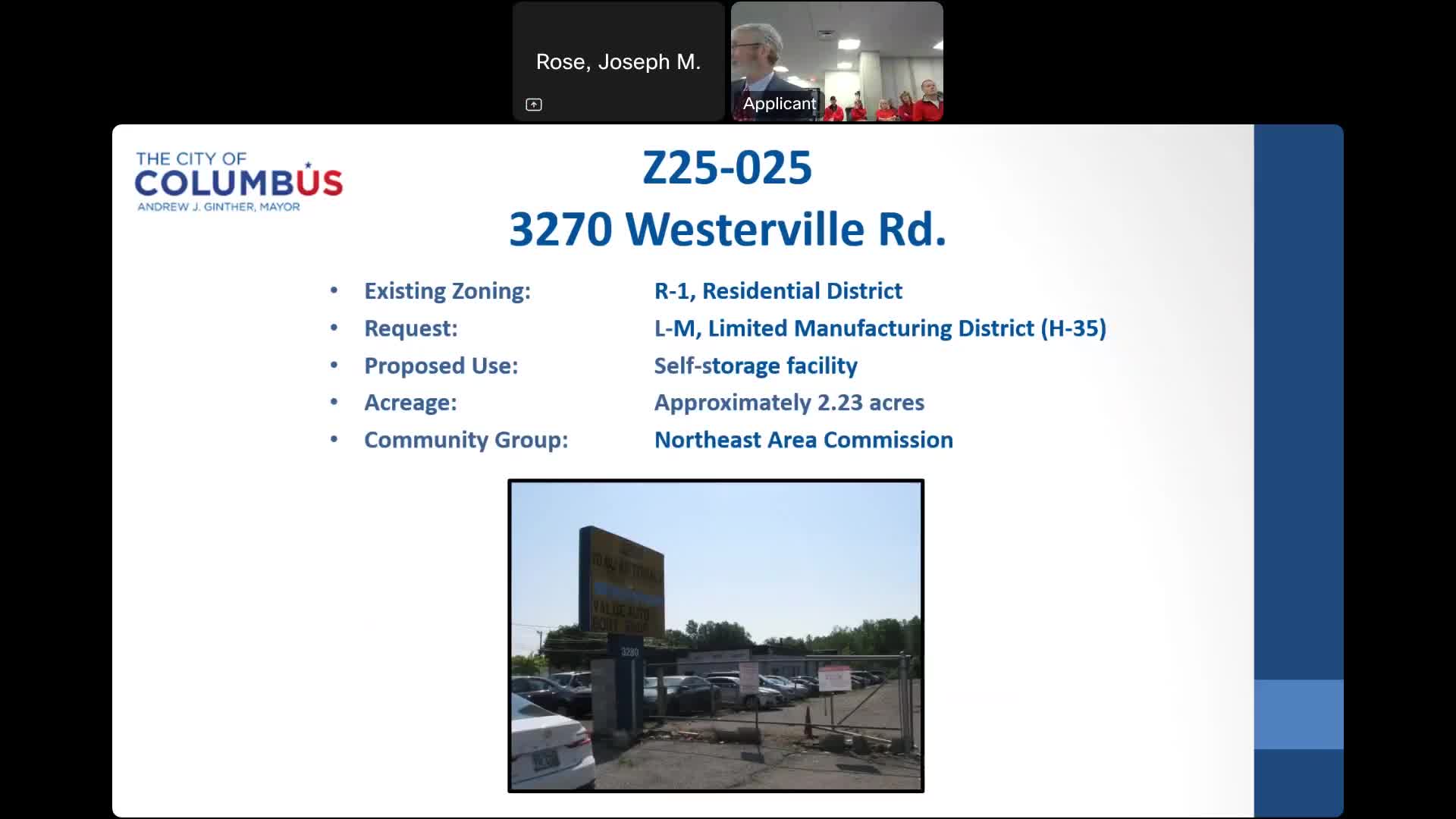 Commission recommends approval for self‑storage rezoning on Westerville Road