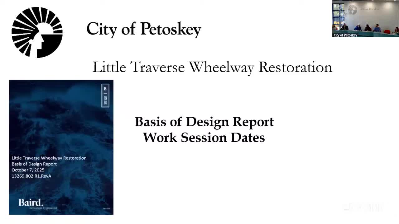 Petoskey council schedules work session on Wheelway restoration after engineers deliver 300‑page basis of design