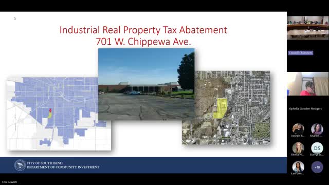 Council confirms real‑property tax abatement for redevelopment at 701 W. Chippewa
