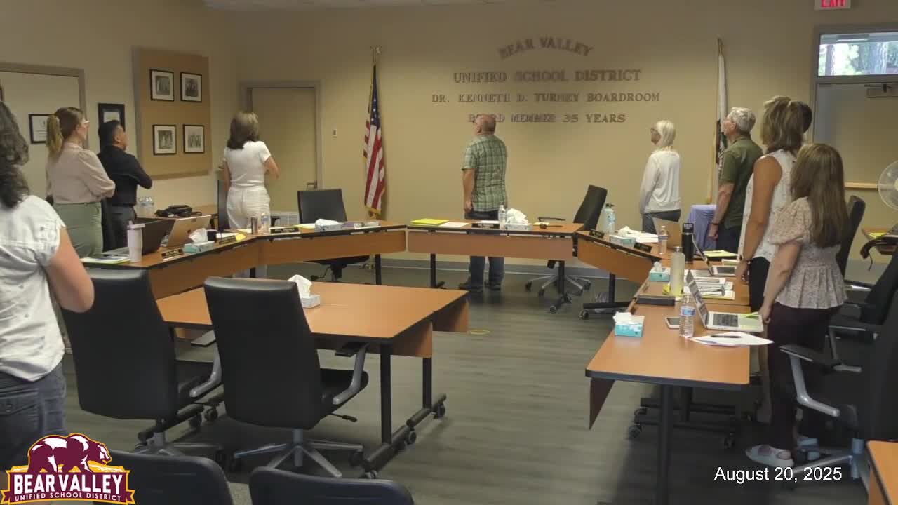 Bear Valley Unified records student personnel actions; one item moved to closed session