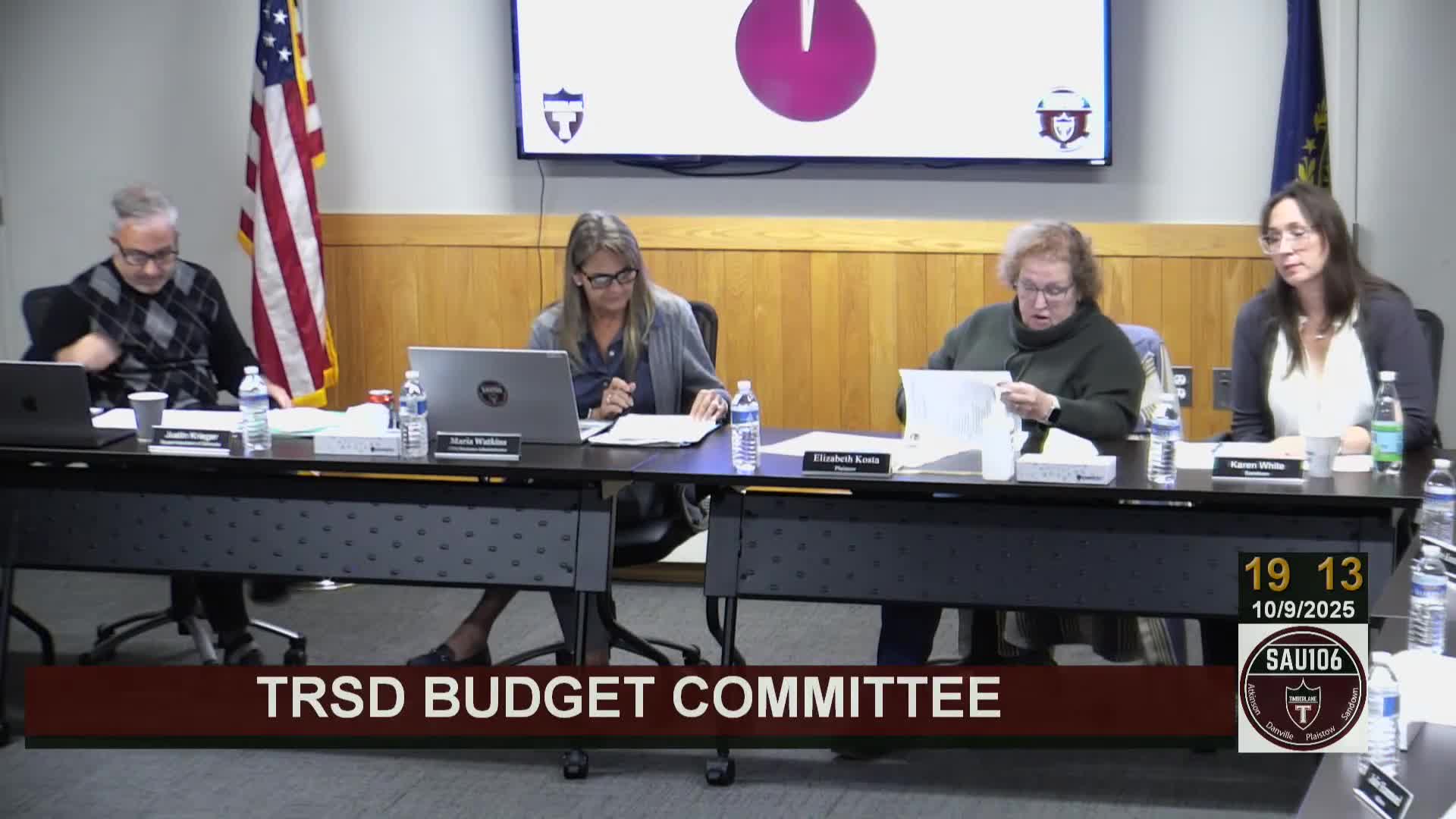Timberlane committee reviews $1.892 million CIP with life‑safety projects, high‑school envelope work
