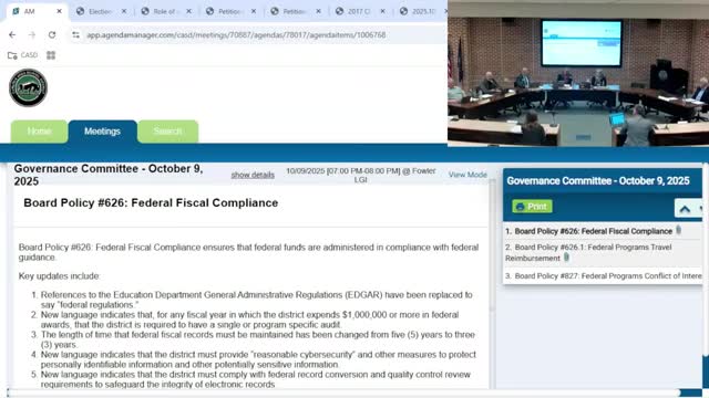 Governance committee reviews PSBA-recommended federal fiscal policy updates, will send three policies to board