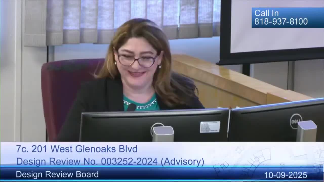 DRB gives advisory support for 201 West Glen Oaks medical office; asks for structural verification and parking plan