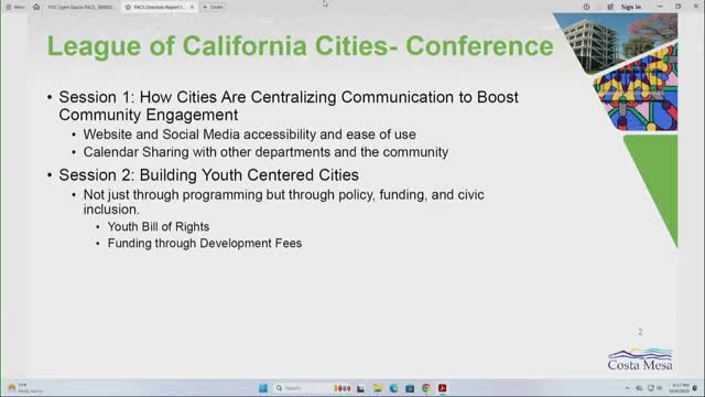Costa Mesa parks director highlights Fairview Park master‑plan draft, Poetry in the Parks and fall outreach events
