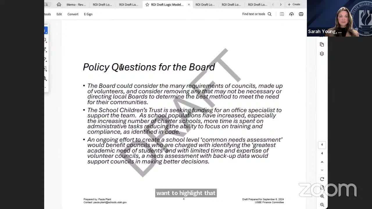 Finance committee directs staff to pursue legislative cleanup, seeks specialist funding for School Land Trust program