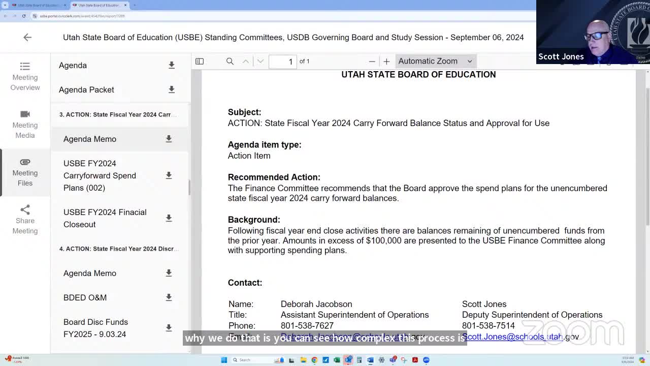 Finance committee recommends board approve $311 million in FY24 unencumbered carry‑forwards