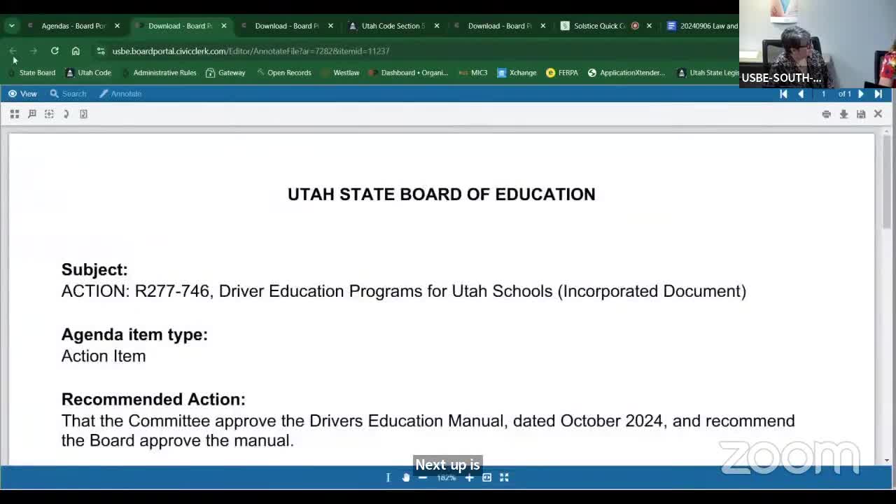 Committee adopts updated driver education manual and rule changes to reflect fee increases from recent legislation