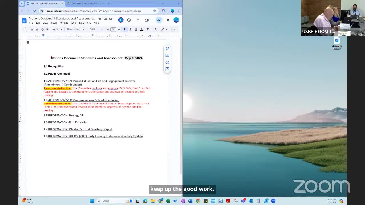 Standards committee postpones action on exit and engagement surveys to allow review of survey instruments