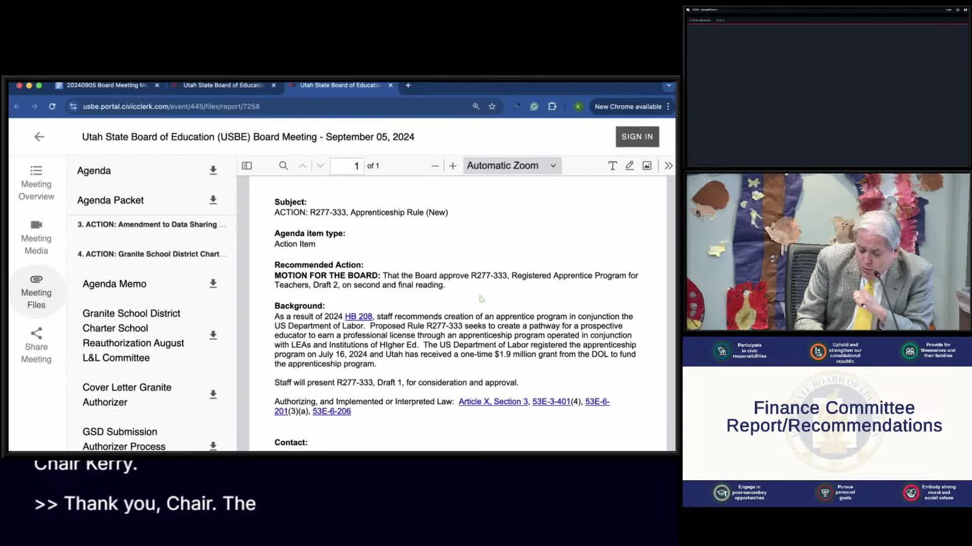 Board approves registered‑apprenticeship pathway for teachers, adopts rule R277-333