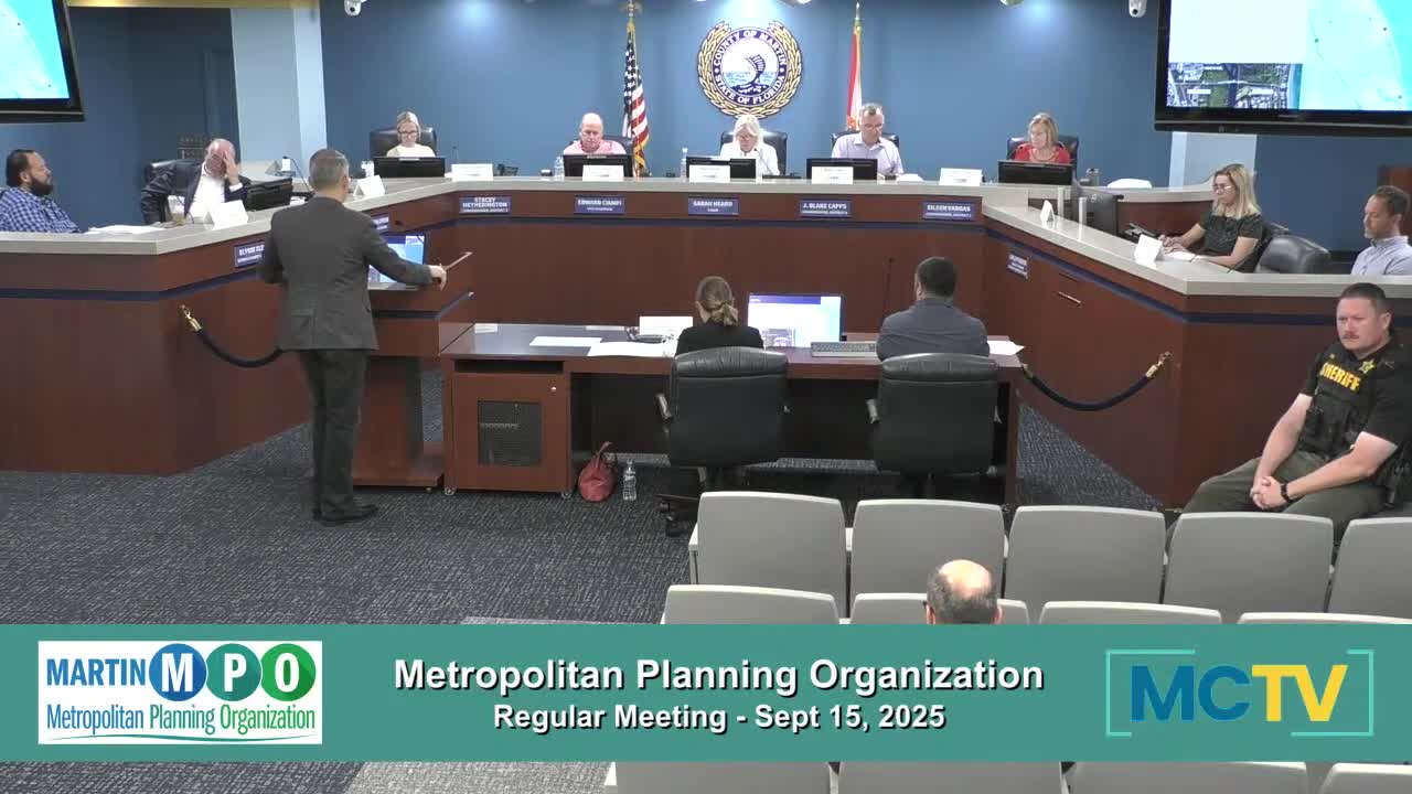 FDOT feasibility study recommends no‑build for Hobe Sound (County Road 708) bridge replacement; MPO asks FDOT to brief Jupiter Island