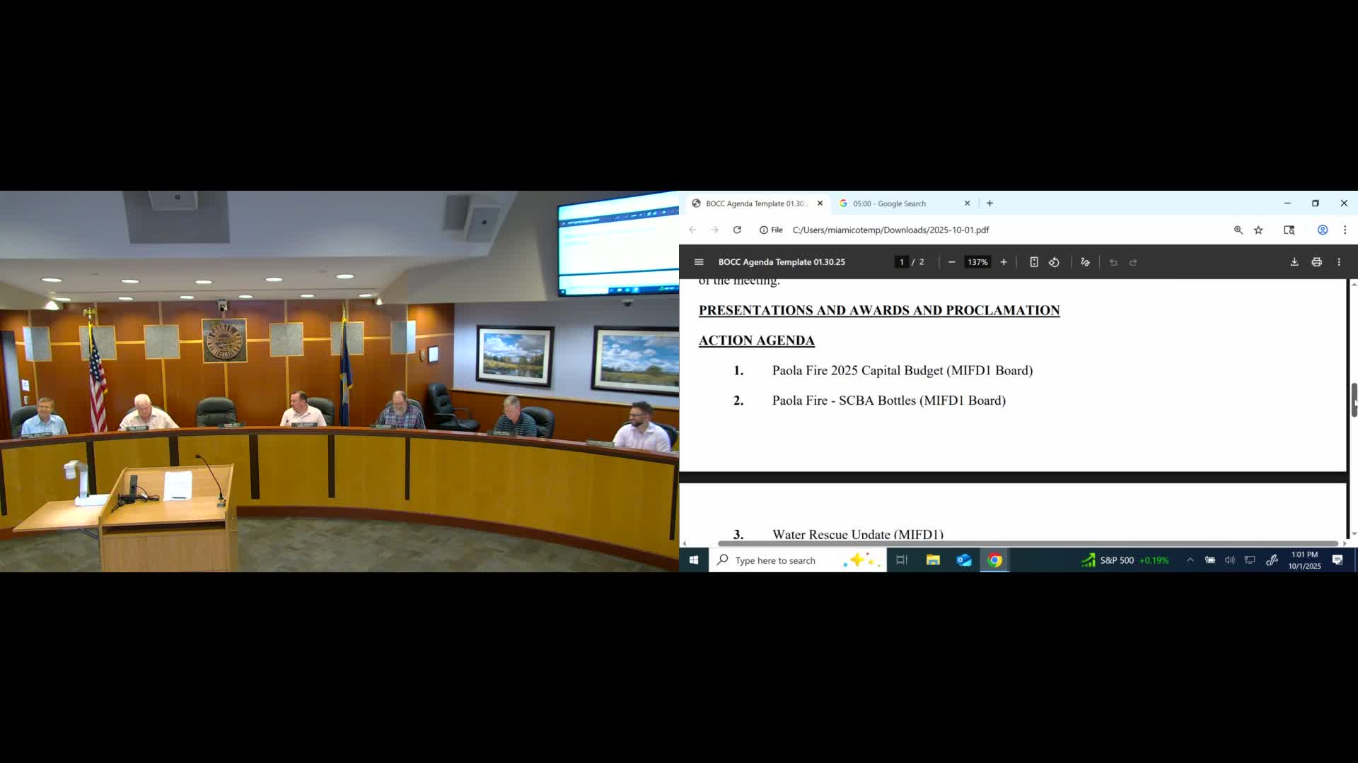 Miami County commissioners approve reallocation of Paola fire gear, countywide breathing-air purchase and water-rescue expansion