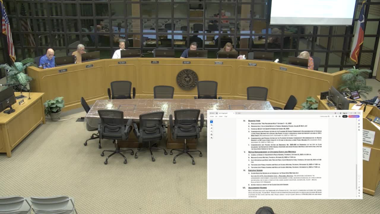 Clute council retires to closed session for city manager evaluation, directs staff to circulate evaluation form and schedule special meeting